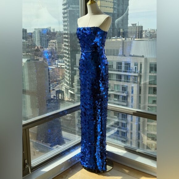 🆕 BRONX & BANCO 🧿 NWOT Farah Strapless Sequins Gown, Royal Blue, Sz XS US 2 - Picture 6 of 16